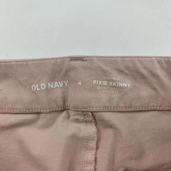Old Navy Pink Bamboo Stretch Canvas High Rise Skinny Pixie Pant 4 - Picture 3 of 7